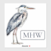 Coastal Blue Heron Bird Monogram Sticker (Vel)