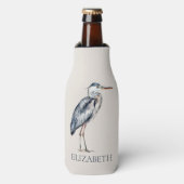 Coastal Blue Heron Bird Personalized Flesjeskoeler (Fles Voorkant)