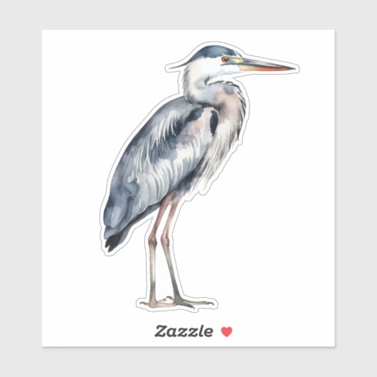 Coastal Blue Heron Bird Sticker (Vel)