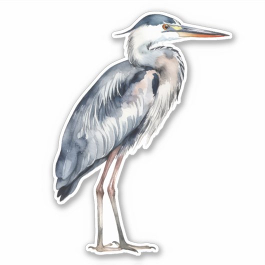 Coastal Blue Heron Bird Sticker (Voorkant)