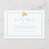 Coastal Blue Lemon Amalfi QR Code RSVP Informatiekaartje (Voorkant)