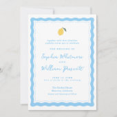 Coastal Blue Lemon Amalfi Wedding Invitation Kaart (Voorkant)
