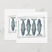 Coastal Blue Mackerel Seamless Ocean Fish Pattern Kaart (Voorkant / Achterkant)