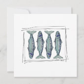 Coastal Blue Mackerel Seamless Ocean Fish Pattern Kaart (Achterkant)