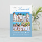 Coastal blue Merry Moments family Photo collage Feestdagenkaart (Staand voorkant)