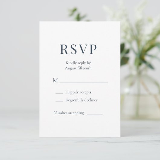 Coastal Blue Minimalist Wedding RSVP  (Staand voorkant)