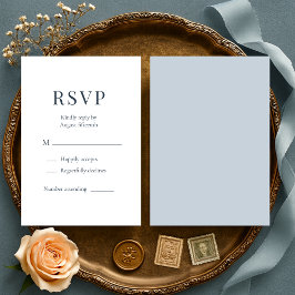 Coastal Blue Minimalist Wedding RSVP  Kaartje