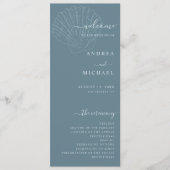 Coastal Blue Nautical Hand Drawn Seashell Wedding Programmakaart (Voorkant)