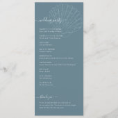 Coastal Blue Nautical Hand Drawn Seashell Wedding Programmakaart (Achterkant)