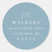 Coastal Blue Round Return Address Sticker (Voorkant)