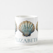 Coastal Blue Scallop Seashell gepersonaliseerd Koffiemok (Center)