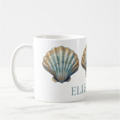Coastal Blue Scallop Seashell gepersonaliseerd Koffiemok (Links)