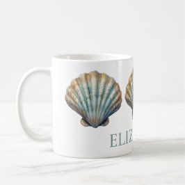Coastal Blue Scallop Seashell gepersonaliseerd Koffiemok