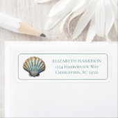 Coastal Blue Scallop Seashell Personalized Etiket (Insitu)