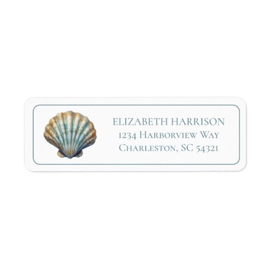 Coastal Blue Scallop Seashell Personalized Etiket (Voorkant)