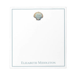 Coastal Blue Scallop Seashell Personalized Notitieblok