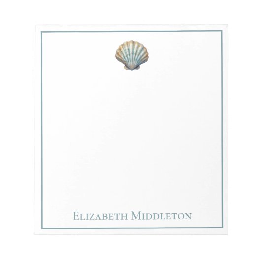 Coastal Blue Scallop Seashell Personalized Notitieblok (Voorkant)