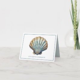 Coastal Blue Scallop Seashell Personalized Notitiekaartje