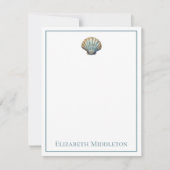 Coastal Blue Scallop Seashell Personalized Notitiekaartje (Voorkant)