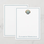 Coastal Blue Scallop Seashell Personalized Notitiekaartje (Voorkant / Achterkant)
