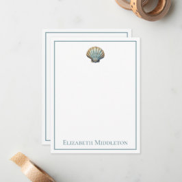 Coastal Blue Scallop Seashell Personalized Notitiekaartje