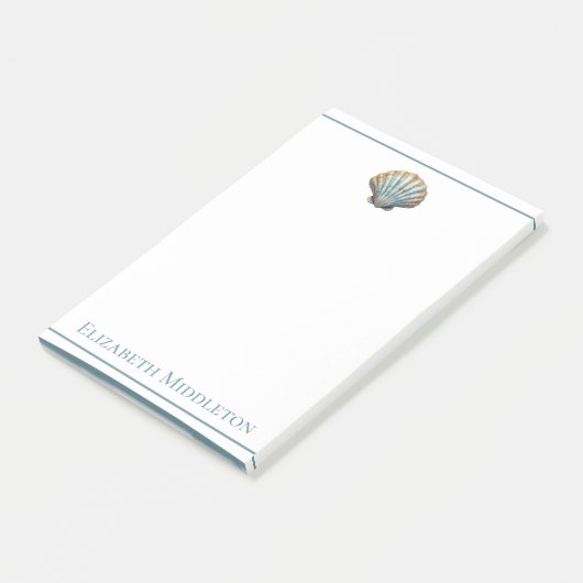 Coastal Blue Scallop Seashell Personalized Post-it® Notes (Schuin)