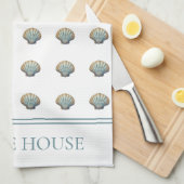 Coastal Blue Scallop Seashell Personalized Theedoek (Quarter Fold)