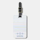 Coastal Blue Scallop Seashells gepersonaliseerd Bagagelabel (Voorkant verticaal)