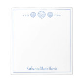 Coastal Blue Scallop Seashells gepersonaliseerd Notitieblok (Voorkant)