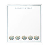 Coastal Blue Scallop Seashells Personalized Notitieblok (Voorkant)