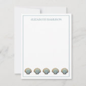 Coastal Blue Scallop Seashells Personalized Notitiekaartje (Voorkant)