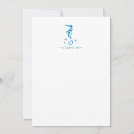 Coastal Blue Seahorse gepersonaliseerd briefpapier Notitiekaartje