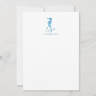 Coastal Blue Seahorse gepersonaliseerd briefpapier Notitiekaartje