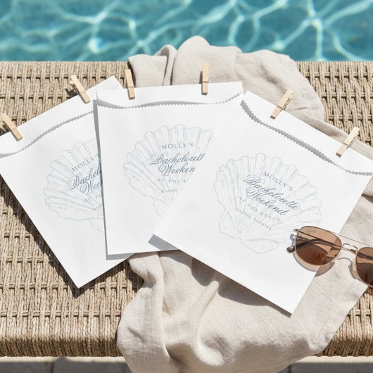 Coastal Blue Seashell Bachelorette Bedankzakje