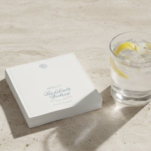 Coastal Blue Seashell Bachelorette Servet