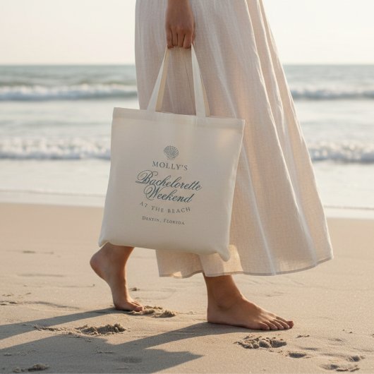 Coastal Blue Seashell Bachelorette Tote Bag