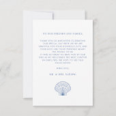 Coastal Blue Seashell Monogram Wedding Bedankkaart (Achterkant)