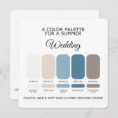 Coastal Blue Soft Sand Summer Wedding Palette Card Kaart (Voorkant / Achterkant)