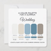 Coastal Blue Soft Sand Summer Wedding Palette Card Kaart (Achterkant)