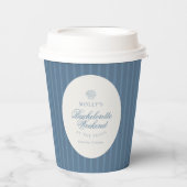 Coastal Blue Stripe Bachelorette Papieren Bekers (Voorkant)