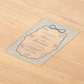 Coastal Blue Stripe Whimsical Hand Drawn Wedding Acryl Uitnodigingen (Laagn)