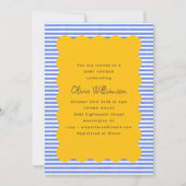 Coastal Blue Stripe Yellow Scallop Baby shower Kaart (Voorkant)