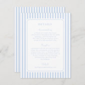 Coastal Blue Striped Wedding Detail Informatiekaartje (Voorkant / Achterkant)
