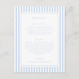 Coastal Blue Striped Wedding Detail Informatiekaartje