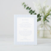 Coastal Blue Striped Wedding Detail Informatiekaartje (Staand voorkant)