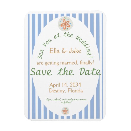 Coastal Blue Stripes Sla de datum op Magneet (Verticaal)