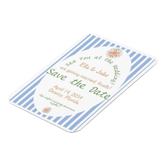 Coastal Blue Stripes Sla de datum op Magneet (Linkerzijde)