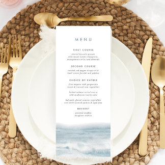 Coastal Blue Waterverf bruiloft Menu