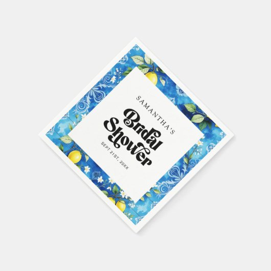 Coastal Blue Waterverf Citrus Citrus Vrijgezellenf Servet (Hoek)