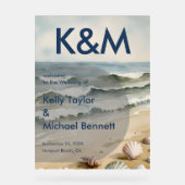 Coastal Blue Wedding Entry met Initialen Acryl Bord (Voorkant)